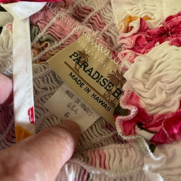 2 Vintage Girls Rayon Hawaiian Dresses Sunny and Paradise Made in the USA - Picture 6 of 16